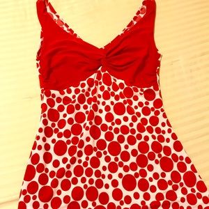Red polka dot tank